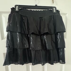 Justice Shiny Black Tiered Skort